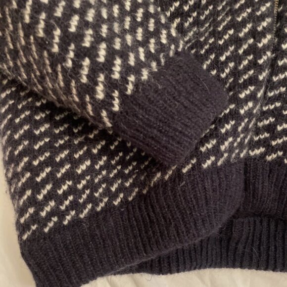 L.L. Bean Sweater Mens XXL bird's eye zipper front wool sweater fleece lined - Picture 7 of 12